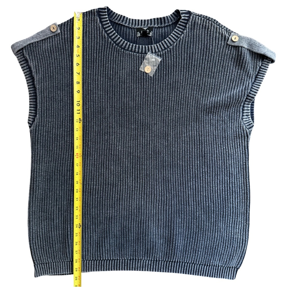 Perch Ribbed Knit Cap Sleeve Sweater Top Button Back Plus Size 3X - Picture 7 of 9